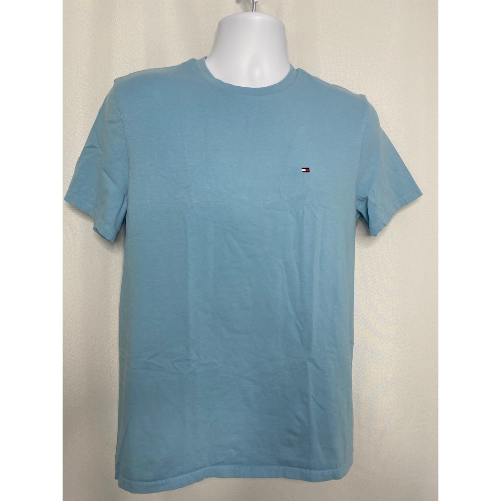 Tommy Hilfiger Mens Light Blue Short Sleeve Crew Neck Flag Logo T-Shirt Size M